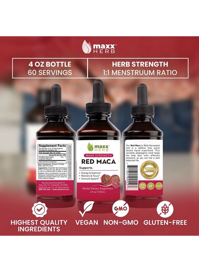 Maxx Herb Red Maca Root Extract - Max Strength Liquid Drops Absorb Better Than Powder or Capsules, for Stamina, Memory and Focus - 4 Oz Bottle (60 Servings) - Image 5