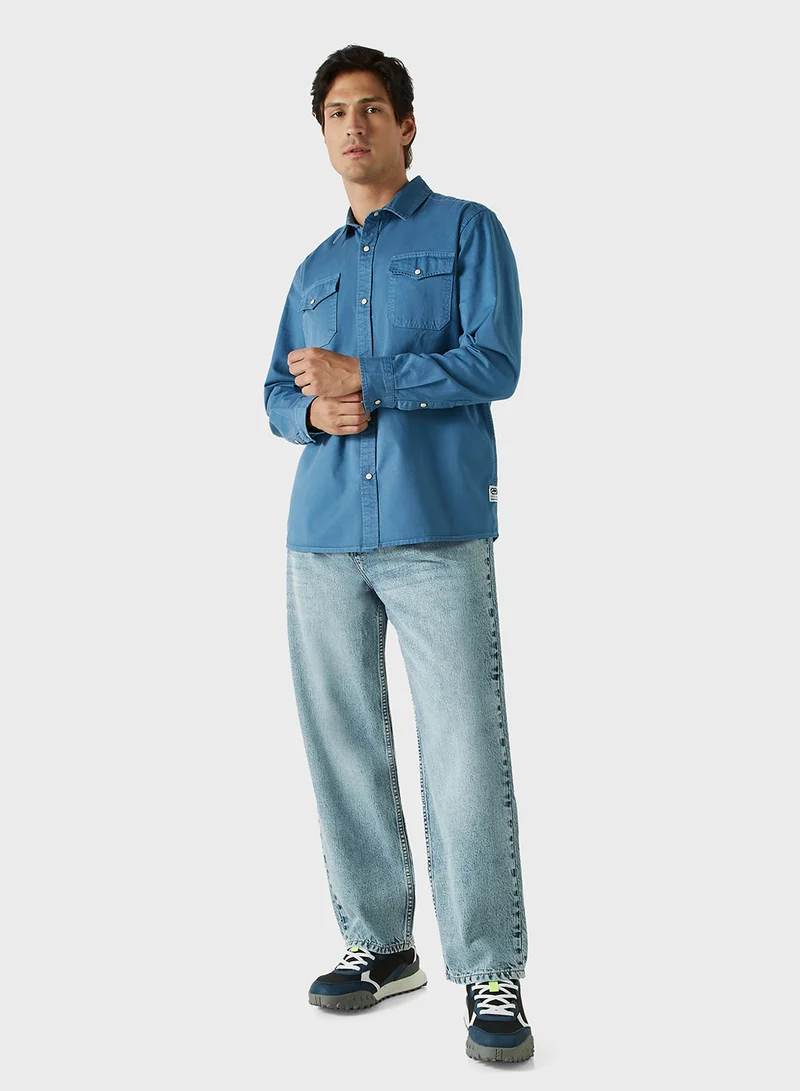 Ecko Unltd. Ecko Solid Shirt with Long Sleeves and Pockets