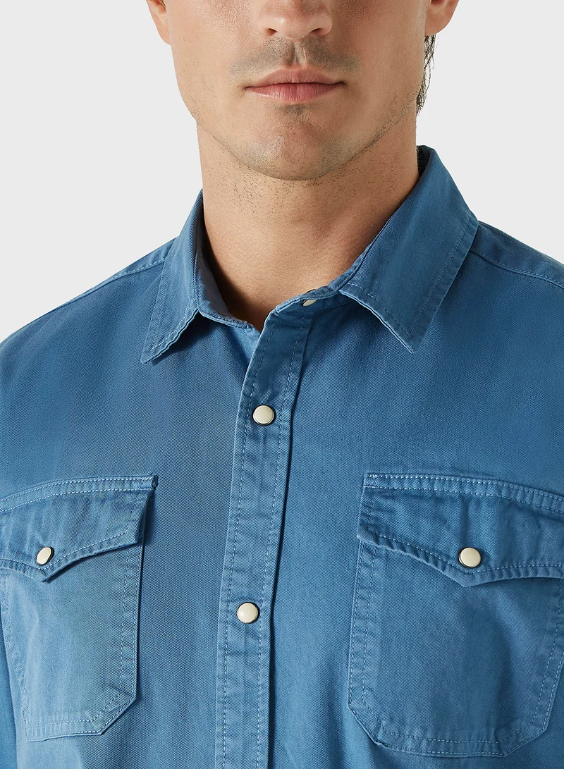 Ecko Unltd. Ecko Solid Shirt with Long Sleeves and Pockets