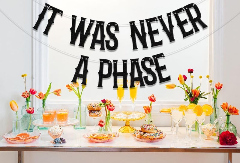 WFKLDF It Was Never A Phase Banner, Old English Emo Birthday Party Decorations, Funeral Decorations, Funeral 30th Birthday Party Supplies Black - Image 5