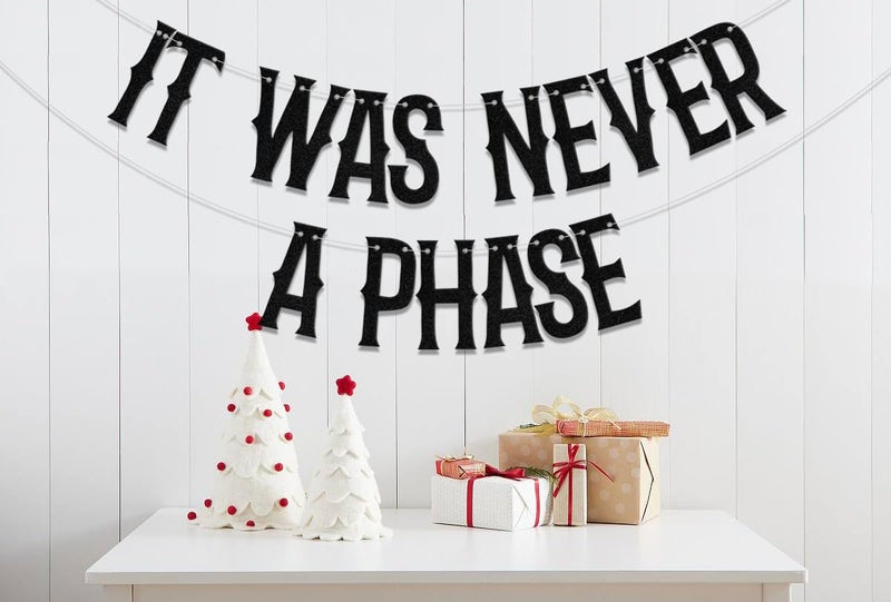 WFKLDF It Was Never A Phase Banner, Old English Emo Birthday Party Decorations, Funeral Decorations, Funeral 30th Birthday Party Supplies Black - Image 3