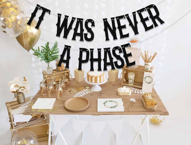 WFKLDF It Was Never A Phase Banner, Old English Emo Birthday Party Decorations, Funeral Decorations, Funeral 30th Birthday Party Supplies Black - Image 4