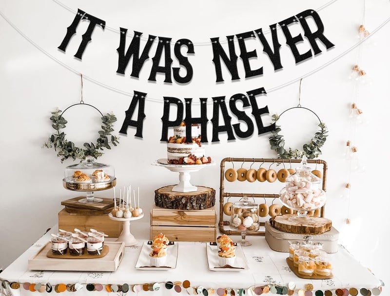 WFKLDF It Was Never A Phase Banner, Old English Emo Birthday Party Decorations, Funeral Decorations, Funeral 30th Birthday Party Supplies Black - Image 2