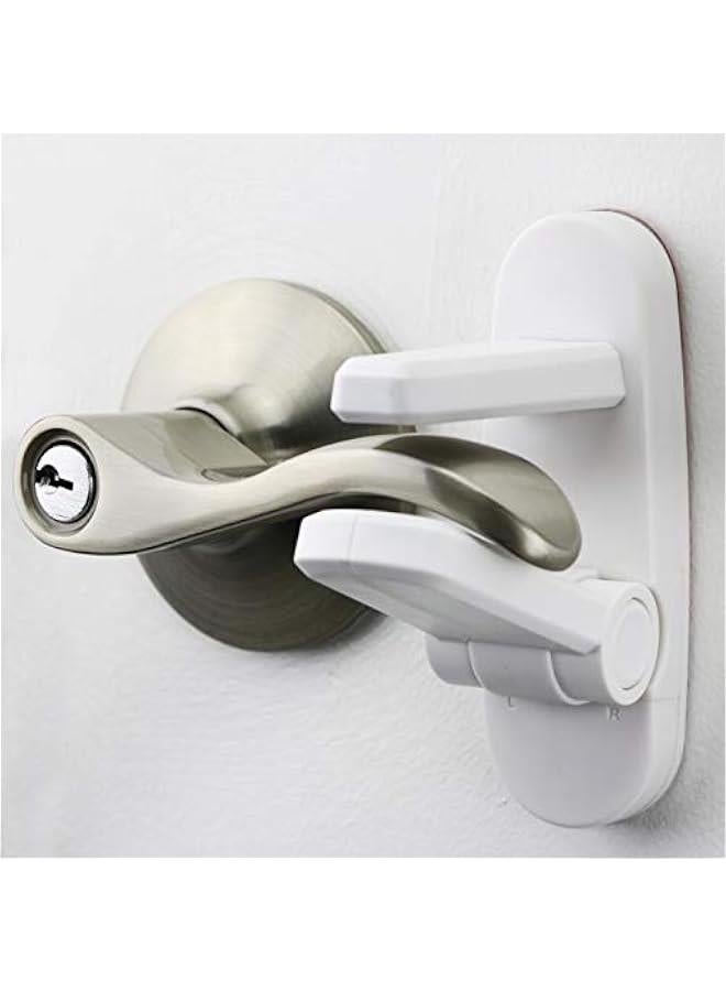 Arabest Door Lever Locks (4 Pack) - Prevents Toddlers from Opening Doors - Durable ABS with 3M Adhesive - Easy One-Hand Operation for Adults, No Tools Needed - Image 1