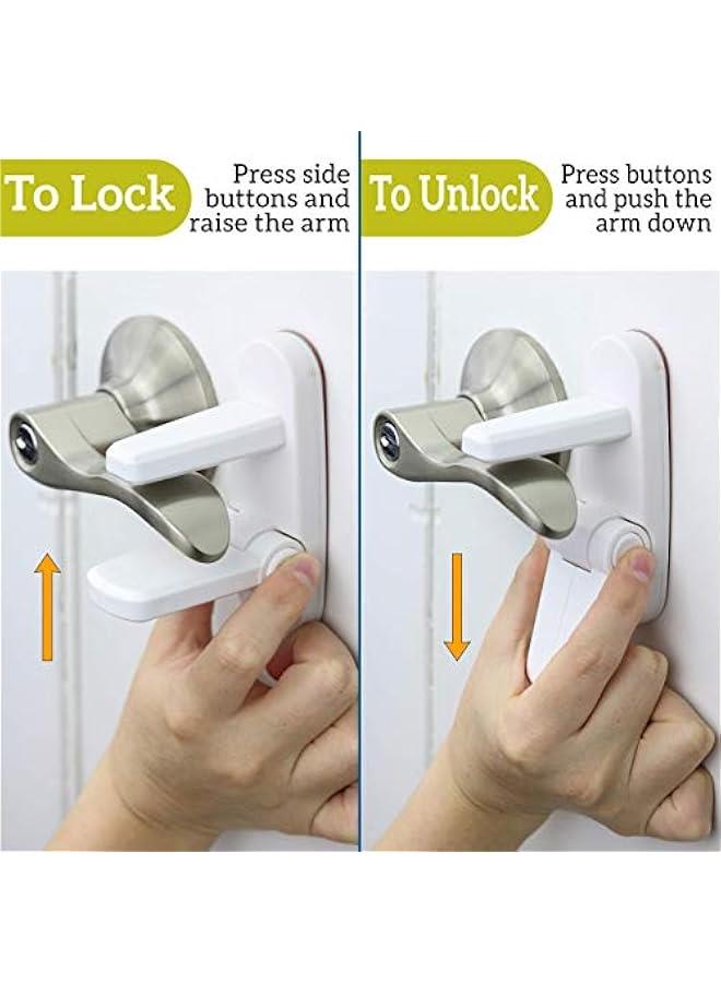 Arabest Door Lever Locks (4 Pack) - Prevents Toddlers from Opening Doors - Durable ABS with 3M Adhesive - Easy One-Hand Operation for Adults, No Tools Needed - Image 2