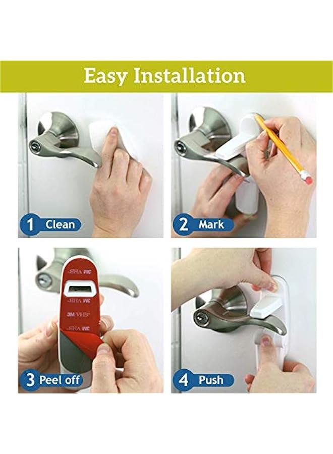Arabest Door Lever Locks (4 Pack) - Prevents Toddlers from Opening Doors - Durable ABS with 3M Adhesive - Easy One-Hand Operation for Adults, No Tools Needed - Image 3