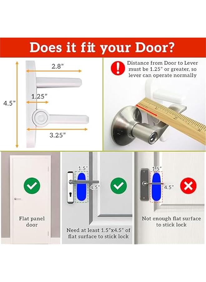 Arabest Door Lever Locks (4 Pack) - Prevents Toddlers from Opening Doors - Durable ABS with 3M Adhesive - Easy One-Hand Operation for Adults, No Tools Needed - Image 4