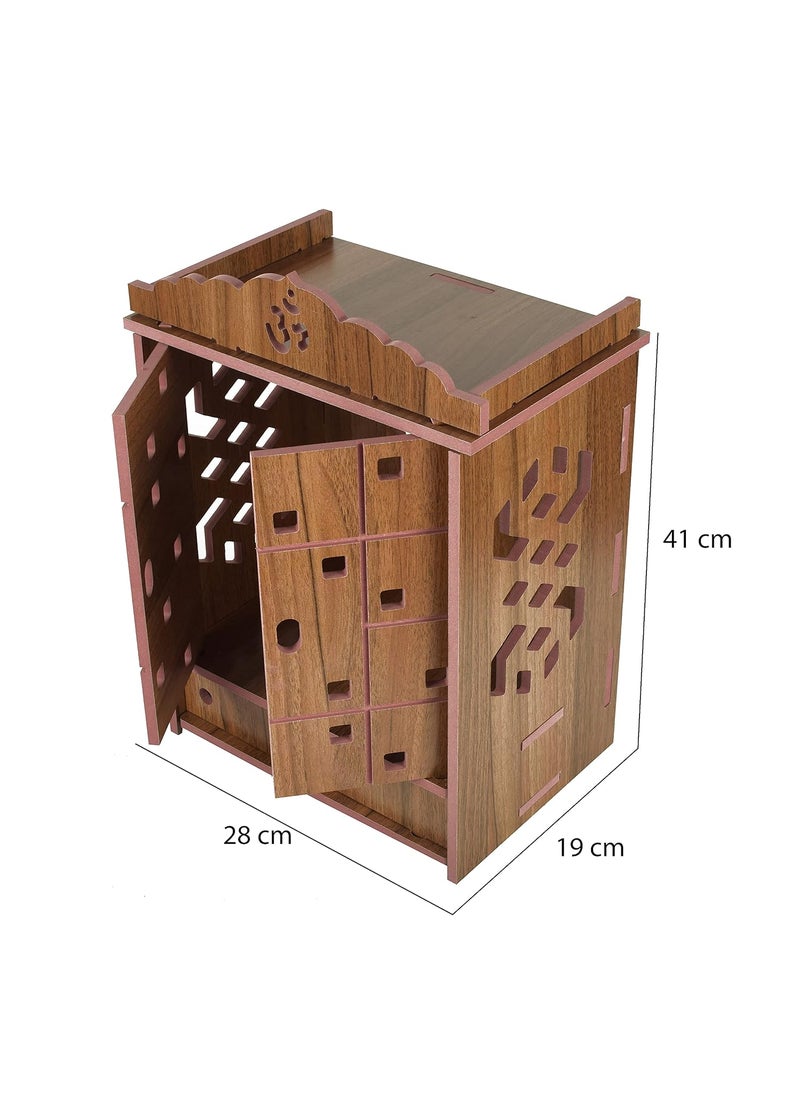 Natvar creation Home Office Wall Hanging MDF Wooden Temple with Door Big Size Temple Wooden Brown