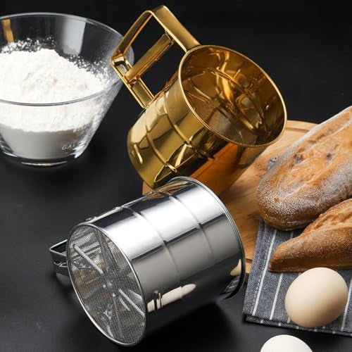 Rexez Stainless Steel Flour Sifter for Baking, Durable Mesh Sieve with Comfortable Handle, Atta Shifter (Semi-Automatic) - Image 5