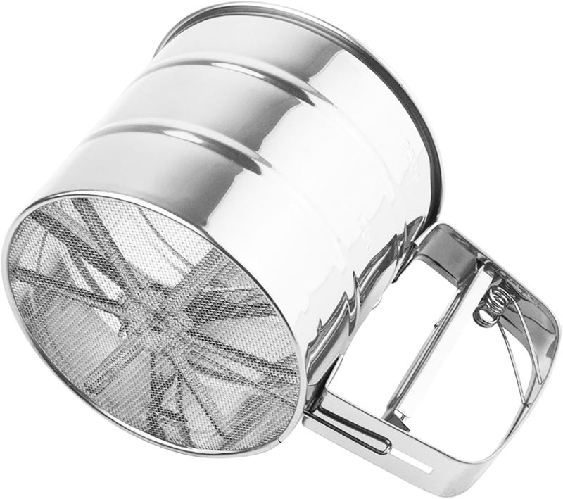 Rexez Stainless Steel Flour Sifter for Baking, Durable Mesh Sieve with Comfortable Handle, Atta Shifter (Semi-Automatic) - Image 1