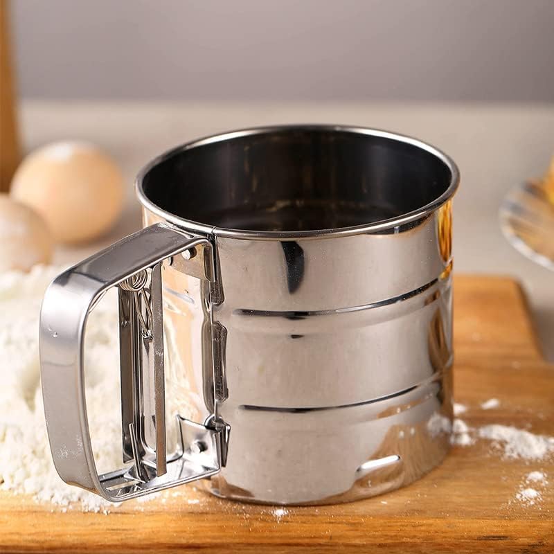 Rexez Stainless Steel Flour Sifter for Baking, Durable Mesh Sieve with Comfortable Handle, Atta Shifter (Semi-Automatic) - Image 4