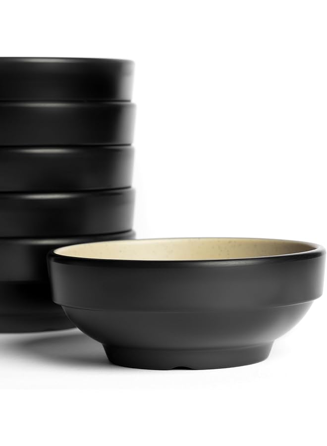 Master Gold Melamine 6 Pieces Round Chickpeas & Dipping Plates | Ideal For Serving Sauces, Appetizers & Pickles | Shatterproof, Dishwasher & Microwave Safe | Home, Restaurant, Hotels (Beige | Black, 12.5Cm) - Image 2