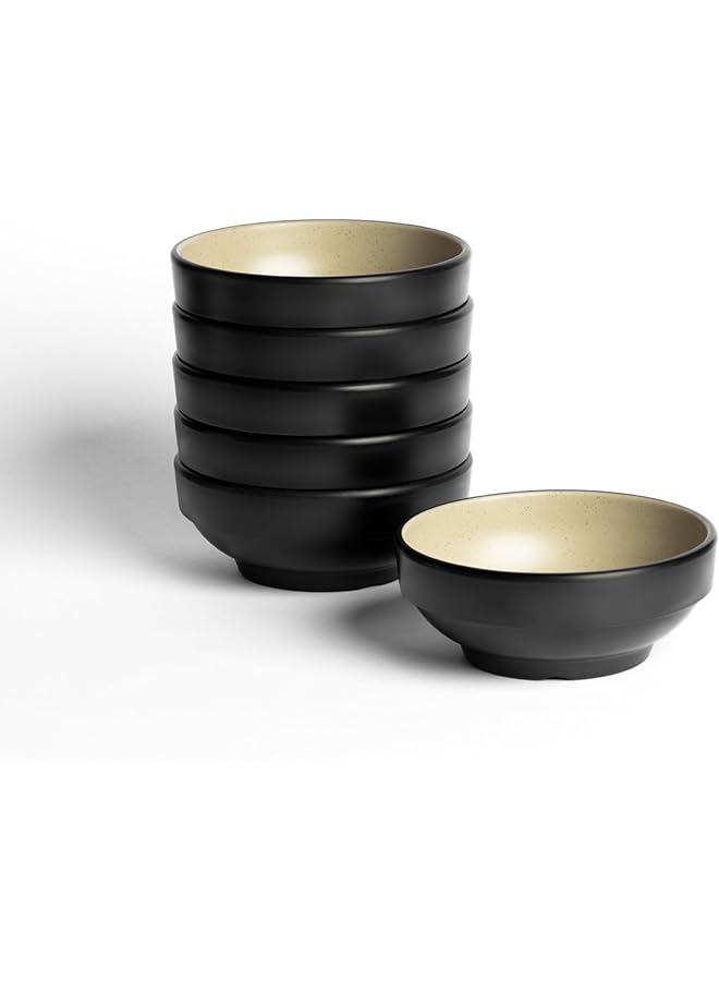 Master Gold Melamine 6 Pieces Round Chickpeas & Dipping Plates | Ideal For Serving Sauces, Appetizers & Pickles | Shatterproof, Dishwasher & Microwave Safe | Home, Restaurant, Hotels (Beige | Black, 12.5Cm) - Image 1