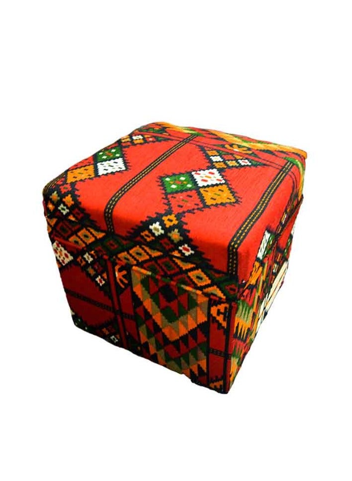 From Egypt Antiques, a set of red modern poufs in Arabic style, completely handmade, 4 poufs + a table