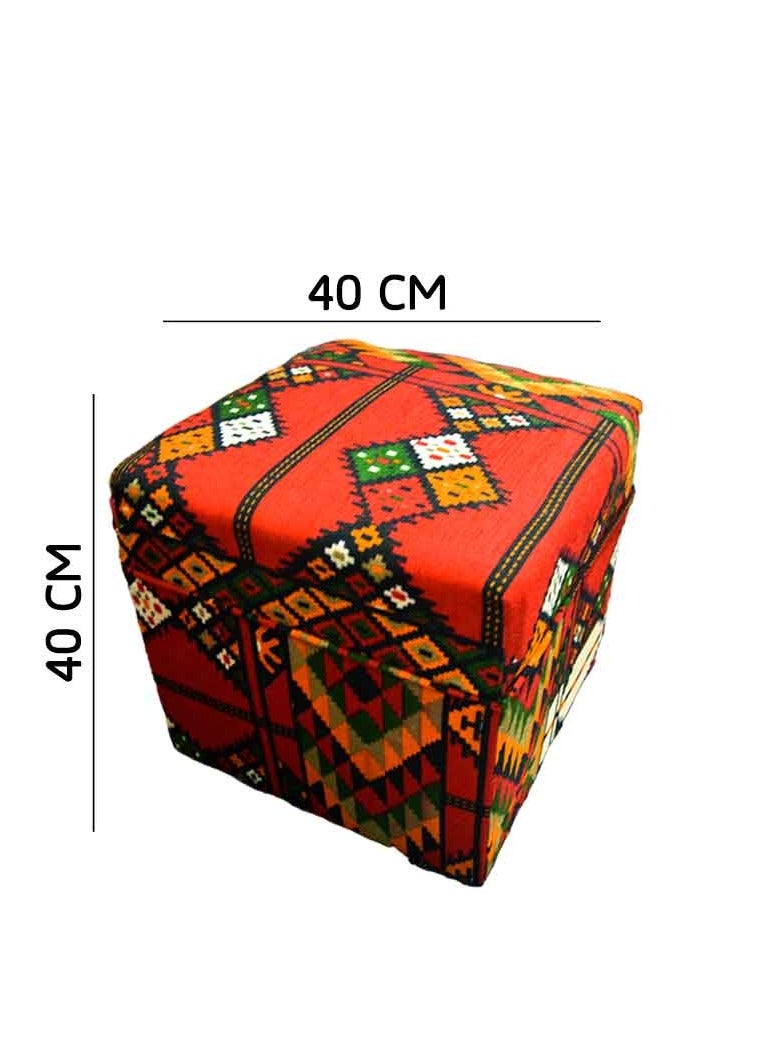 From Egypt Antiques, a set of red modern poufs in Arabic style, completely handmade, 4 poufs + a table