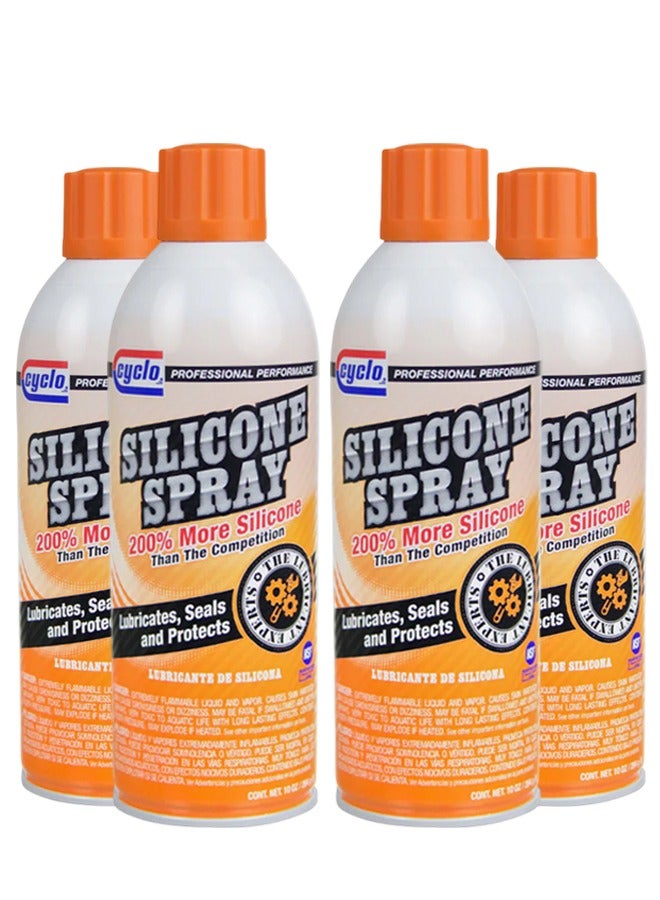 cyclo Silicone Spray Lubricant 4PCS 430ml Each Multi Purpose Clear Silicone Oil for Rubber Plastic Metal Vinyl Wood Anti Squeak Lubrication, Water Resistant Protection for Doors Windows Hinges Locks Seals Hoses Tools Automotive Household Industrial Use - Image 1