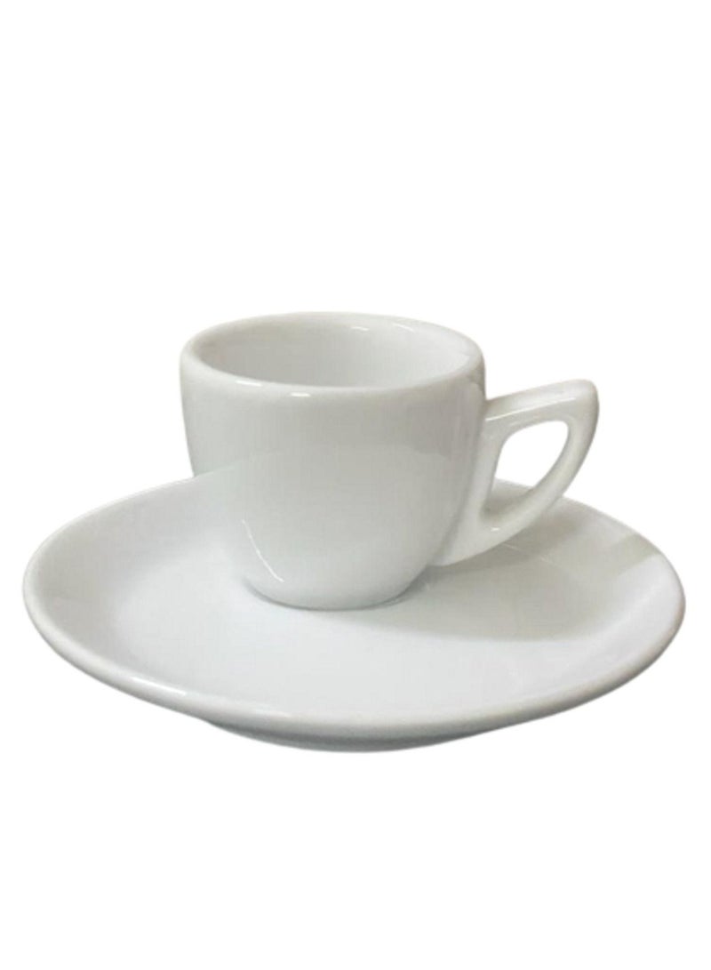 6-Piece Ceramic Coffee Mug Set with 6-Piece Saucer Office White - Image 1