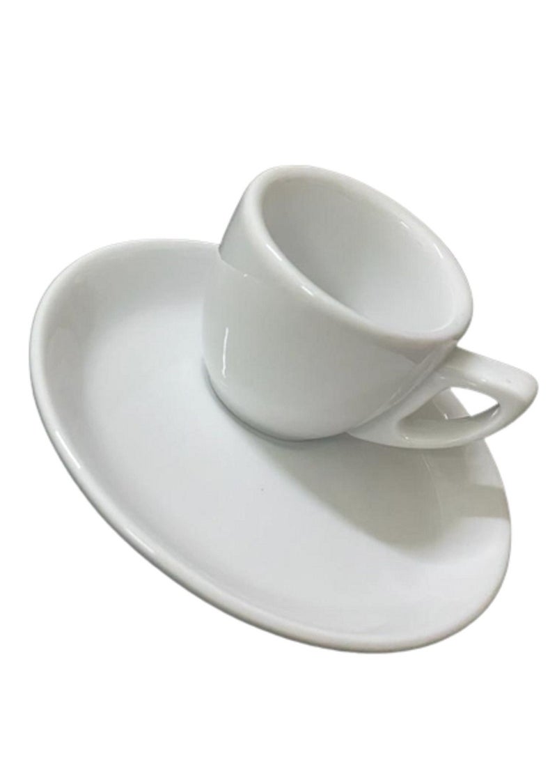 6-Piece Ceramic Coffee Mug Set with 6-Piece Saucer Office White - Image 3