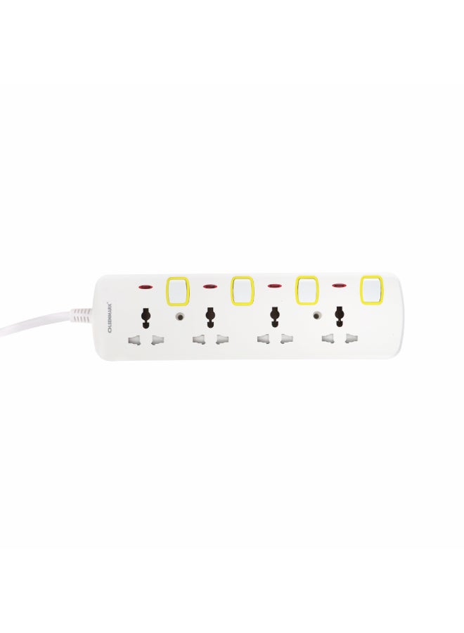 Olsenmark 4 Way Power Socket with Individual Switches- OMES1728D, 3-meter Extension Cord White 0.709kg - Image 3