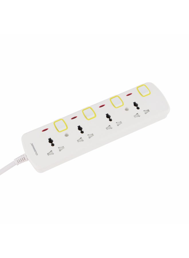 Olsenmark 4 Way Power Socket with Individual Switches- OMES1728D, 3-meter Extension Cord White 0.709kg - Image 2