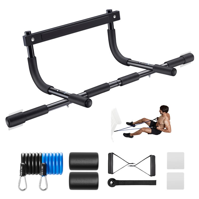 Ally Peaks Pull Up Bar for Doorway Thickened Steel Max Limit 440 lbs Upper Body Workout MultiGrip Strength Indoor ChinUp Bar Fitness Trainer for Home Gym Portable