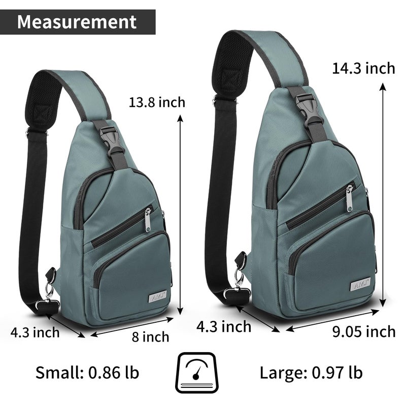 AMJ Crossbody Sling Bag Men Women, Casual Shoulder Backpack, Chest Daypack Satchel for Hiking Travel (Green, Small) - Image 2