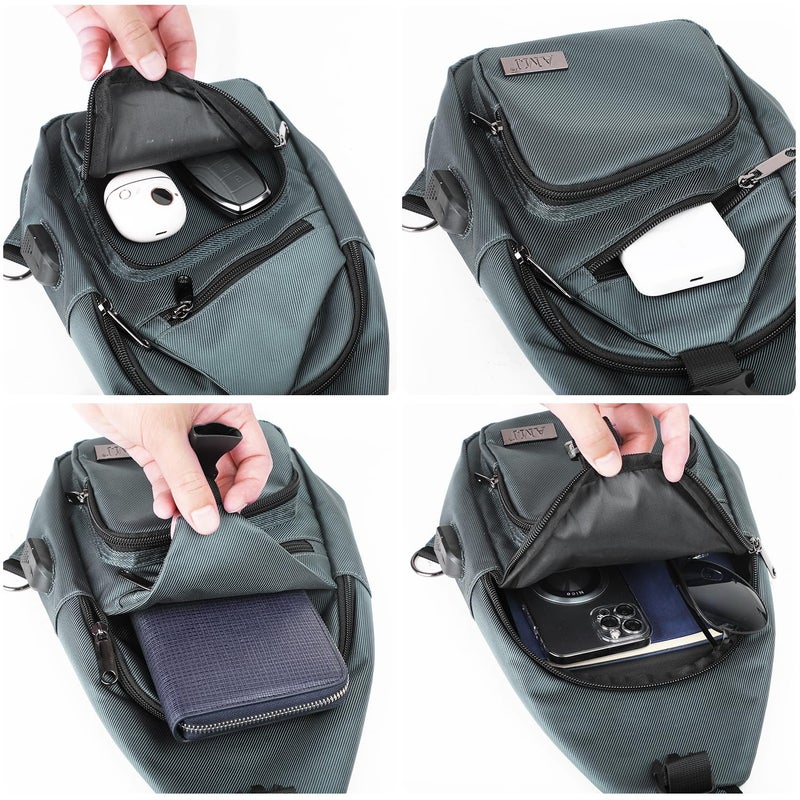 AMJ Crossbody Sling Bag Men Women, Casual Shoulder Backpack, Chest Daypack Satchel for Hiking Travel (Green, Small) - Image 5