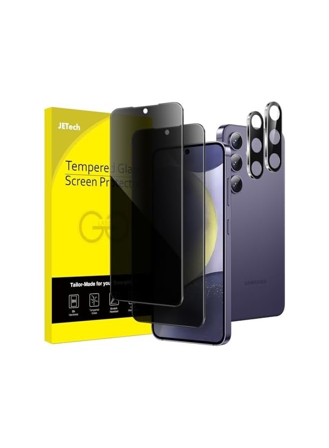 Jetech Privacy Screen Protector for Galaxy S24+ / S24 Plus 5G 6.7-Inch with Camera Lens Protector, Anti-Spy Tempered Glass Film, Fingerprint ID Compatible, 2-Pack Each - Image 1