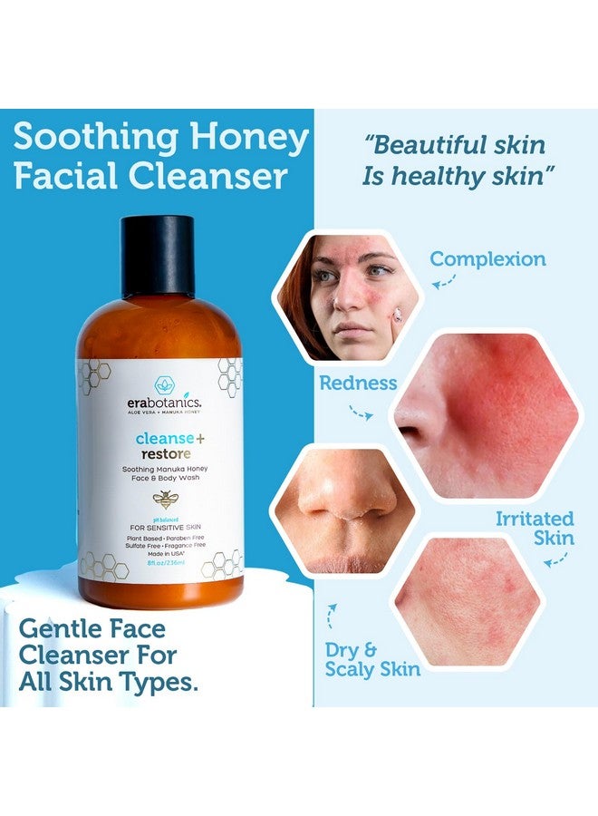 Era Organics Manuka Honey Face Wash for Women and Men - Moisturizing Face Wash for Dry Skin with Organic Aloe Vera - Soothing Gentle Face Cleanser Made in USA - Sulfate Free Facial Cleanser for Dry Skin 8 oz - Image 3