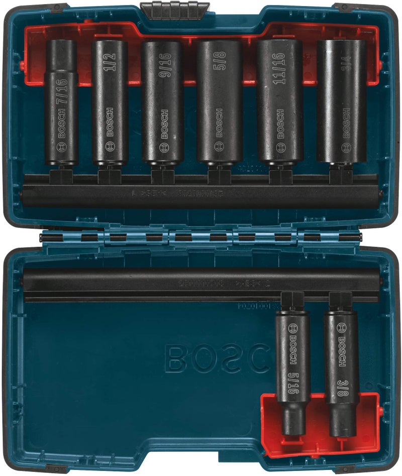 BOSCH 27285 38 In Shank 8Piece Assorted Set with Brute Tough Case Impact Tough Deep Well Sockets for Applications in High Torque Driving and Fastening - Image 2