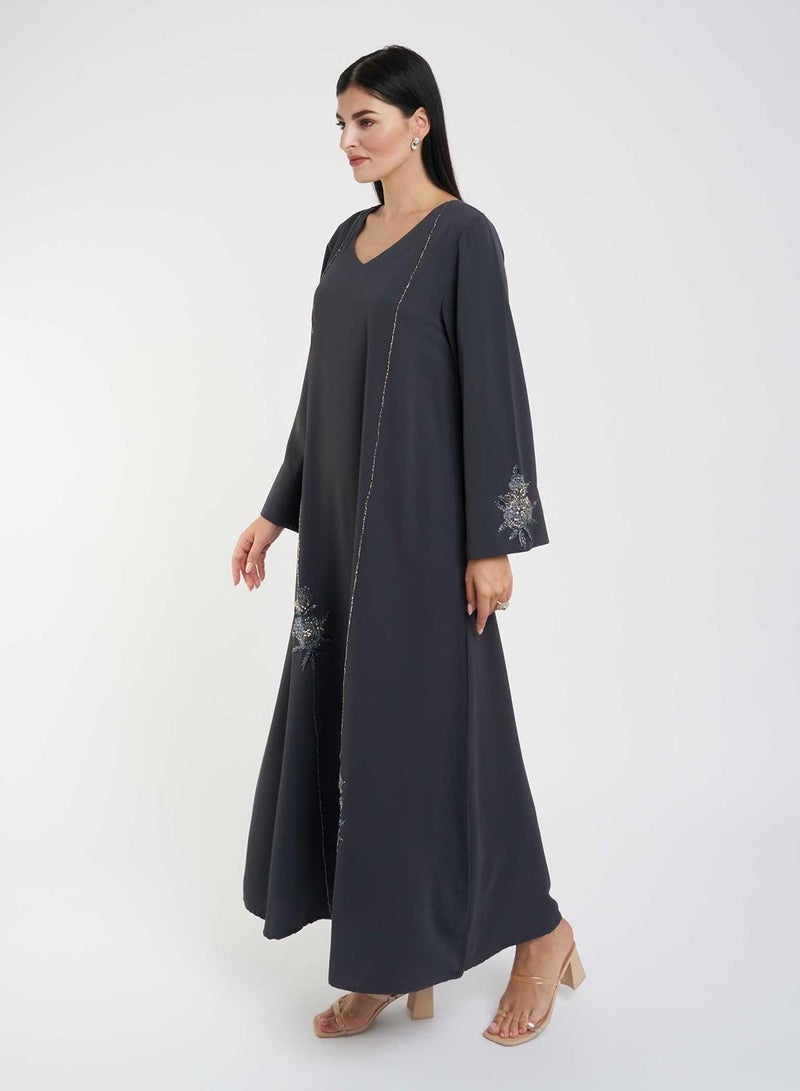 KASHKHA Solid Jalabiya with Embellishments - Image 2