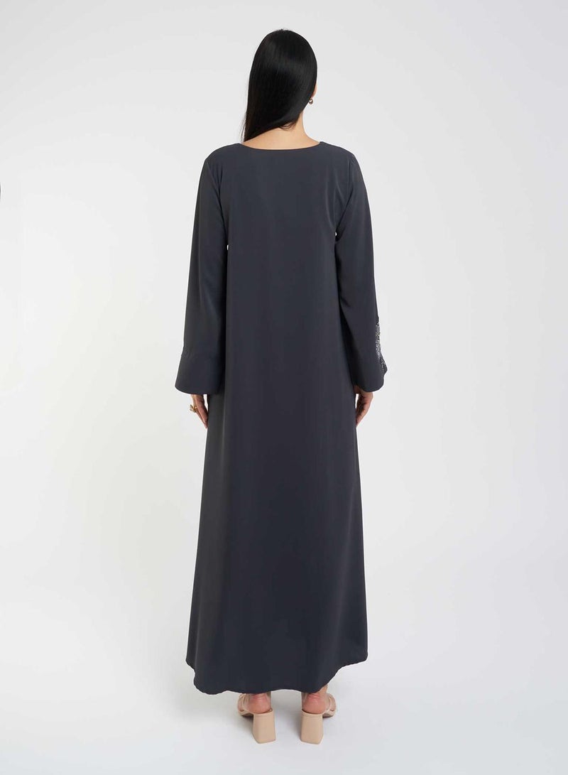 KASHKHA Solid Jalabiya with Embellishments - Image 3