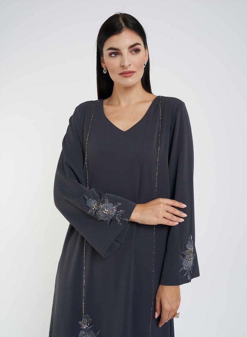 KASHKHA Solid Jalabiya with Embellishments - Image 4