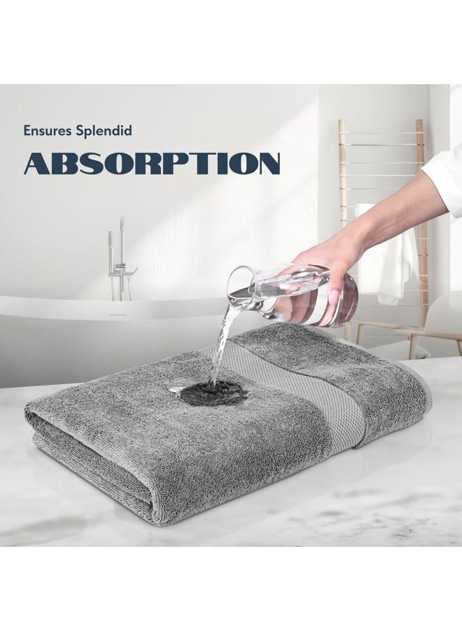 White Classic Luxury Cotton Bath Towels Large - | Highly Absorbent Hotel spa Collection Bathroom Towel | 27x54 Inch | Set of 4 (Light Grey, 4) - Image 4