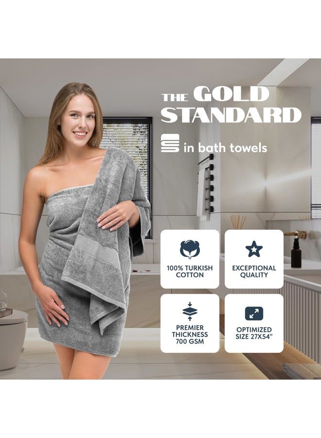 White Classic Luxury Cotton Bath Towels Large - | Highly Absorbent Hotel spa Collection Bathroom Towel | 27x54 Inch | Set of 4 (Light Grey, 4) - Image 2