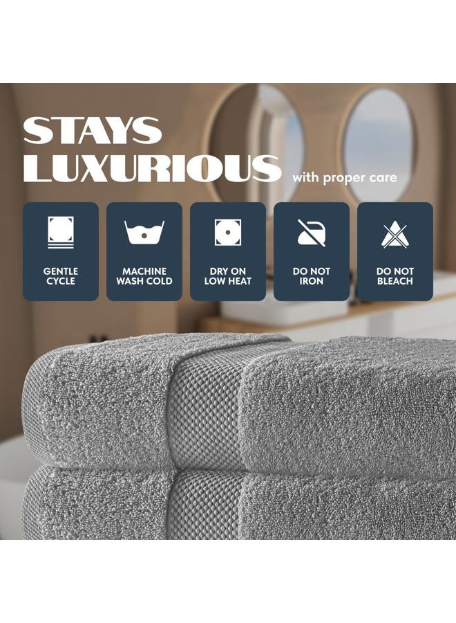 White Classic Luxury Cotton Bath Towels Large - | Highly Absorbent Hotel spa Collection Bathroom Towel | 27x54 Inch | Set of 4 (Light Grey, 4) - Image 5