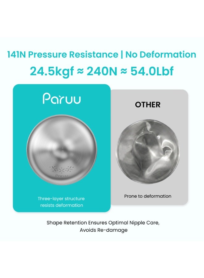 Paruu Silver Nipple Shields for Breastfeeding | 999 Silver Nursing Cups with Silicone Nipple Covers - Image 3