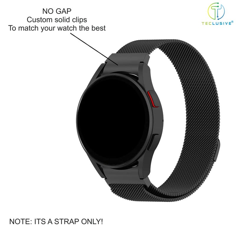 T TECLUSIVE Magnetic Metal Chain Strap Band Compatible for Galaxy Watch 6 5 Pro 4 Classic | Adjustable Magnetic Precise Curved Fitting with No Gap (Black) - Image 4