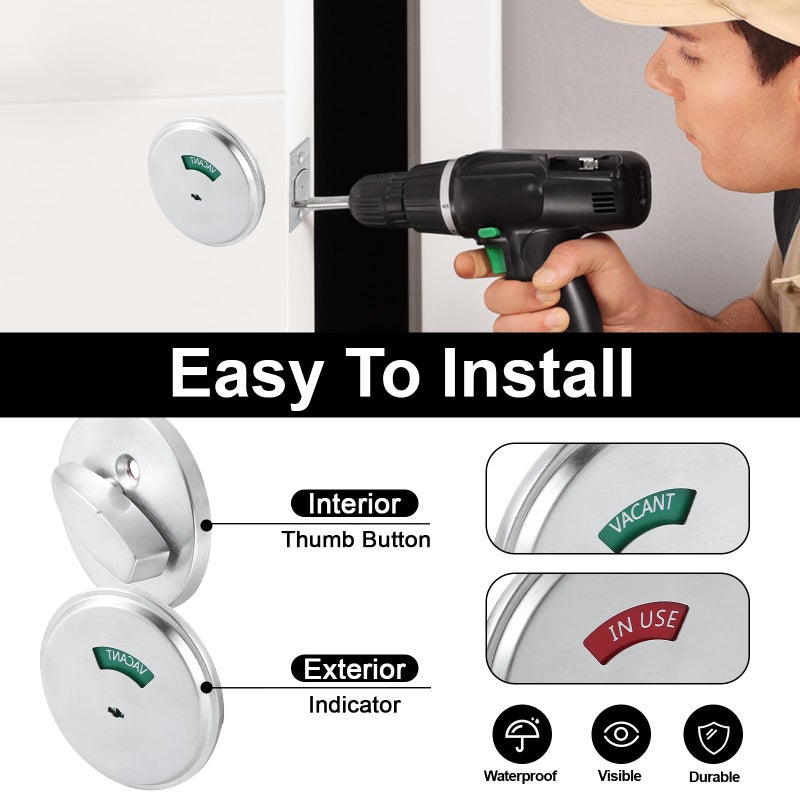 NEWBANG Grade 2 ADA Commercial Heavy Duty Privacy Deadbolt with Occupancy Indicator UL Listed and 3 Hour Fire Rated, Satin Chrome 26D, Left and Right Handed,MD-C2-Deadbolt-1P - Image 3