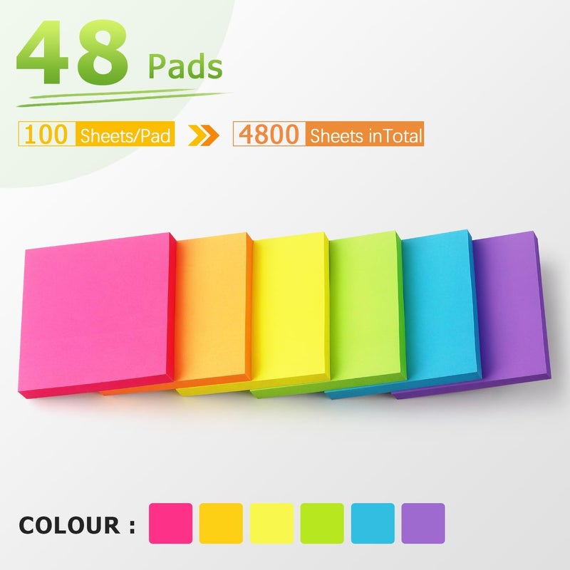 Winner Aura Sticky Notes 3x3 inch Bright Colors Self-Stick Pads 48 Pads/Pack 90 Sheets/Pad Total 4320 Sheets - Image 4
