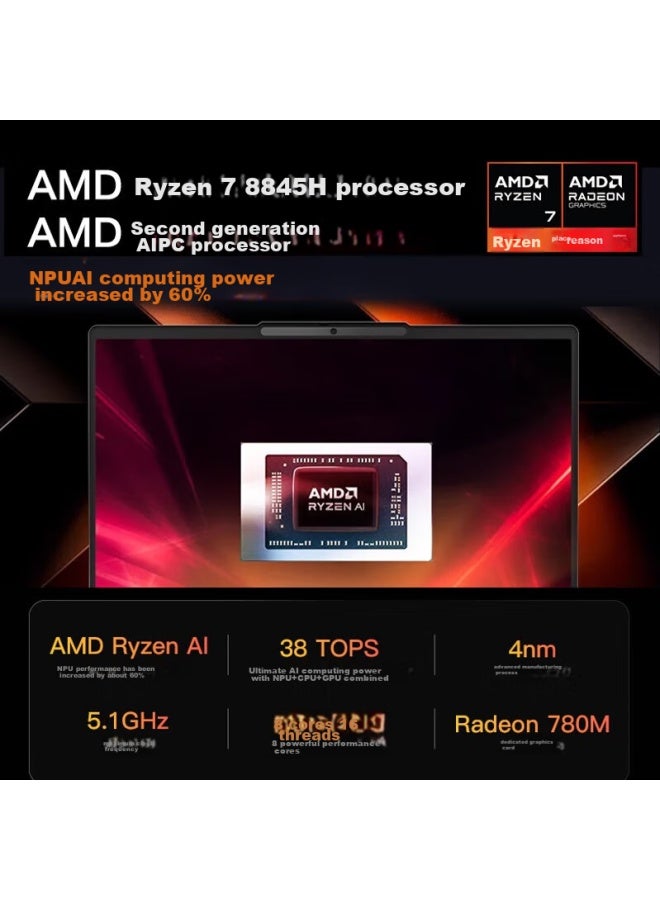 MACHENIKE Mechanical Engineer Shuguang 15air , 15.3-inch Ai Pc Thin And Light Laptop, R7-8845hs, 2.5k Screen, 32gb Ram, 512gb Storage, Obsidian Gray - Image 3