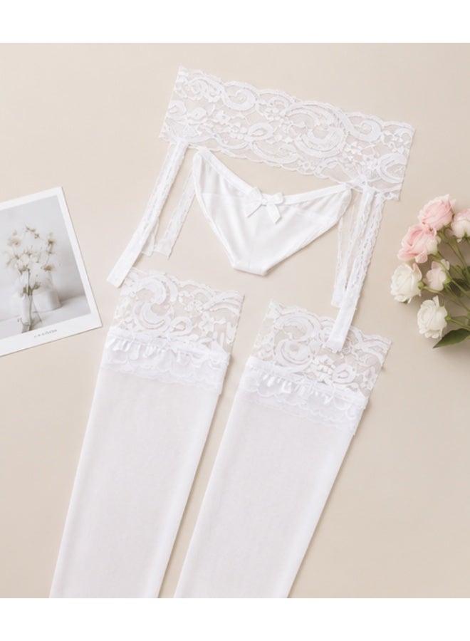 Women's Fashion Floral Lace Pantyhose Stretch Nylon Spandex Tights Soft Breathable Lightweight High Elastic Comfortable Elegant Hosiery One Size White Durable Flexible Smooth Finish Everyday Legwear for Dresses Skirts Casual Wear Office Party Evening Wear Wedding Photography Performance Classic Style Floral Pattern Premium Quality Fits Height 150-170cm Weight 40-75kg Easy Care Long Lasting Comfortable Fit Women's Fashion Legwear Modern Elegant Design Lightweight Stretch Fabric Daily Outfit Accessories - Image 3
