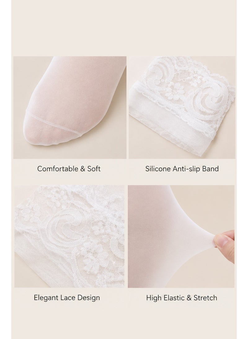 Women's Fashion Floral Lace Pantyhose Stretch Nylon Spandex Tights Soft Breathable Lightweight High Elastic Comfortable Elegant Hosiery One Size White Durable Flexible Smooth Finish Everyday Legwear for Dresses Skirts Casual Wear Office Party Evening Wear Wedding Photography Performance Classic Style Floral Pattern Premium Quality Fits Height 150-170cm Weight 40-75kg Easy Care Long Lasting Comfortable Fit Women's Fashion Legwear Modern Elegant Design Lightweight Stretch Fabric Daily Outfit Accessories - Image 4