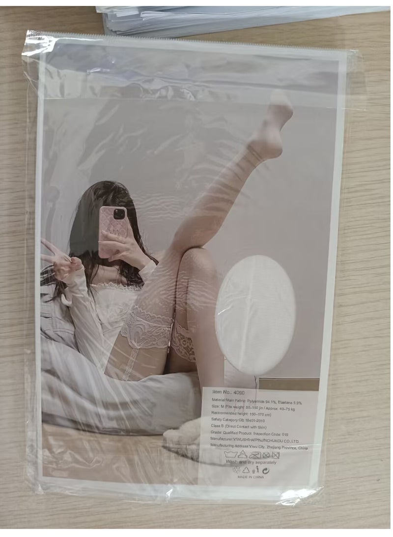 Women's Fashion Floral Lace Pantyhose Stretch Nylon Spandex Tights Soft Breathable Lightweight High Elastic Comfortable Elegant Hosiery One Size White Durable Flexible Smooth Finish Everyday Legwear for Dresses Skirts Casual Wear Office Party Evening Wear Wedding Photography Performance Classic Style Floral Pattern Premium Quality Fits Height 150-170cm Weight 40-75kg Easy Care Long Lasting Comfortable Fit Women's Fashion Legwear Modern Elegant Design Lightweight Stretch Fabric Daily Outfit Accessories - Image 5