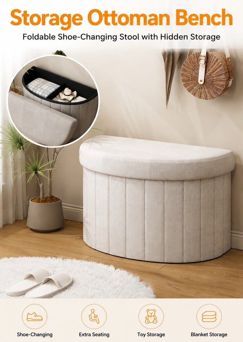 WALALLA Modern Storage Ottoman Bench with Lid, Foldable Shoe Changing Stool with Hidden Storage, Small Sofa Seat for Entryway, Bedroom, Closet & Living Room - Image 1