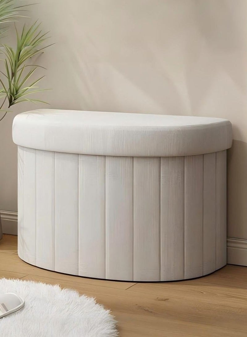 WALALLA Modern Storage Ottoman Bench with Lid, Foldable Shoe Changing Stool with Hidden Storage, Small Sofa Seat for Entryway, Bedroom, Closet & Living Room - Image 2