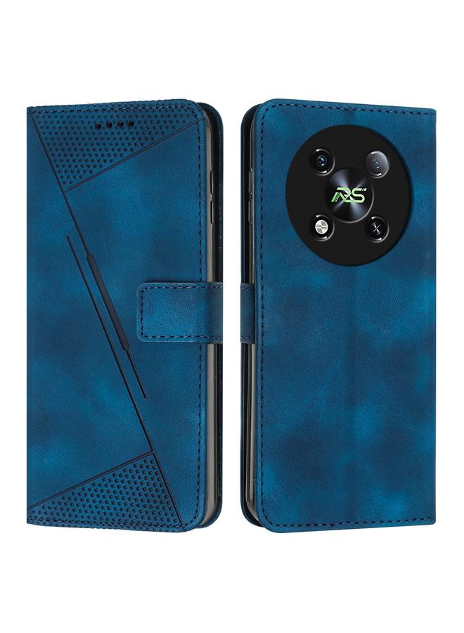 جرين تايجر حافظة هاتف جلدية مثلثة من أجل itel RS4 Dream مع حبل طويل (أزرق)