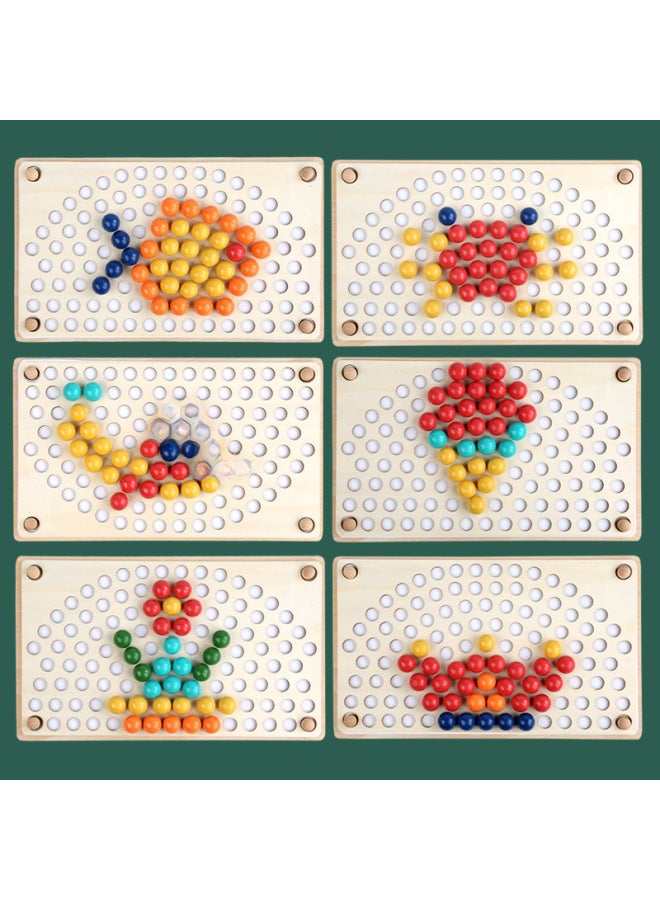 Nordic Style Rainbow Pinch Bead Game Early Childhood Education Pinch Chopsticks Training Fine Movements Wooden Toys-Color:YF-Rainbow Beads  - Image 4