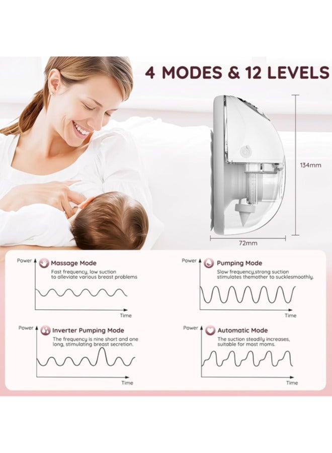 خذها مضخة الثدي الحرة اليدين - مضخات الثدي القابلة للارتداء مع 4 أوضاع 12 مستويات ، مضخة الثدي المحمولة للعمل ليلة السفر مع حفة مقاومة للتسرب ، مثالية لمضخة الثدي - Image 2