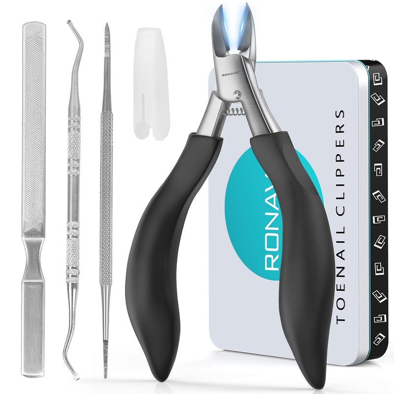 RONAVO Toe Nail Clipper Set  Ingrown Toenail Treatment  Toenail Clippers for Ingrown Nails  Heavy Duty Professional Toe Nail Clippers for Men  Women Large Toenail Nipper - Image 1